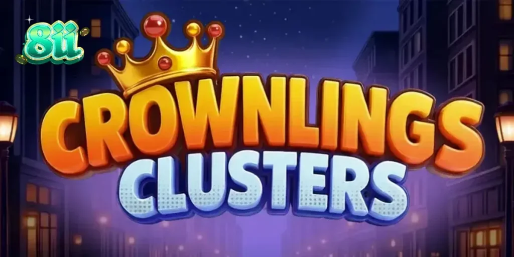 Tampilan visual ceria dari slot Crownlings Clusters dengan karakter blob neon.